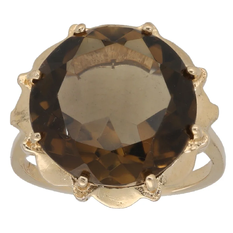 Bright crystal rings-9ct Gold Smoky Quartz Single Stone Ring Size L