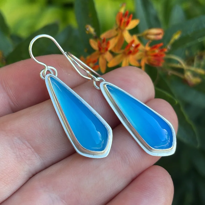 Thick bar earrings-Ice Agate and Sterling Silver Earrings