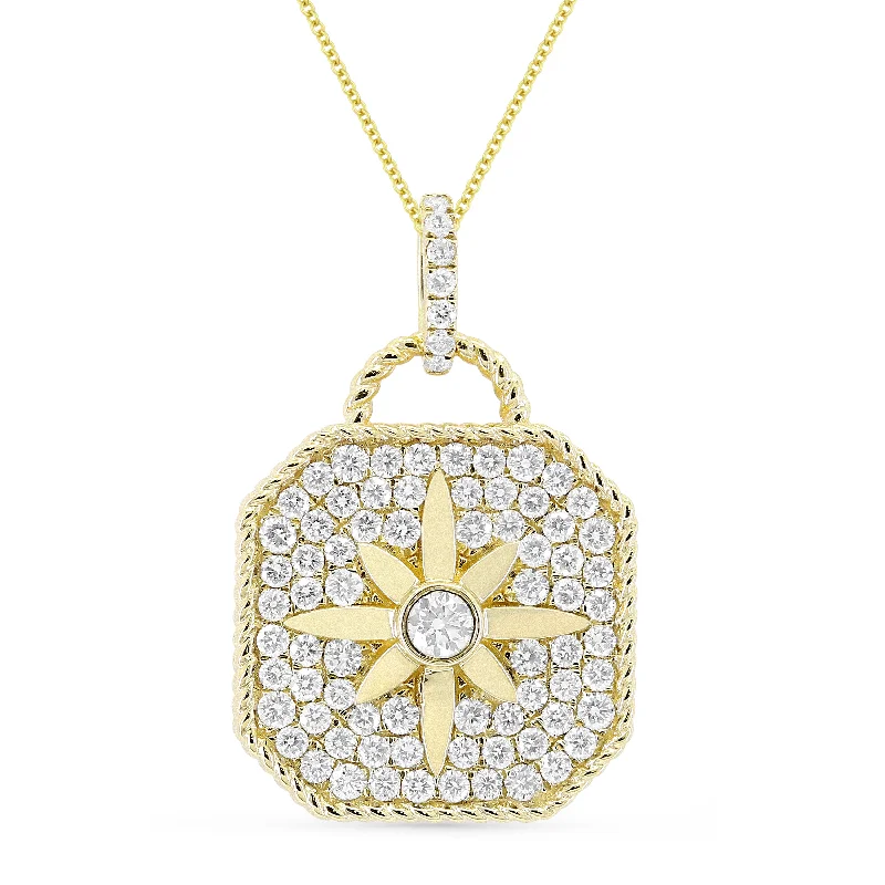 Flat knot necklaces-0.95Ct Diamond 16"pendant Necklace In 14K Yellow Gold