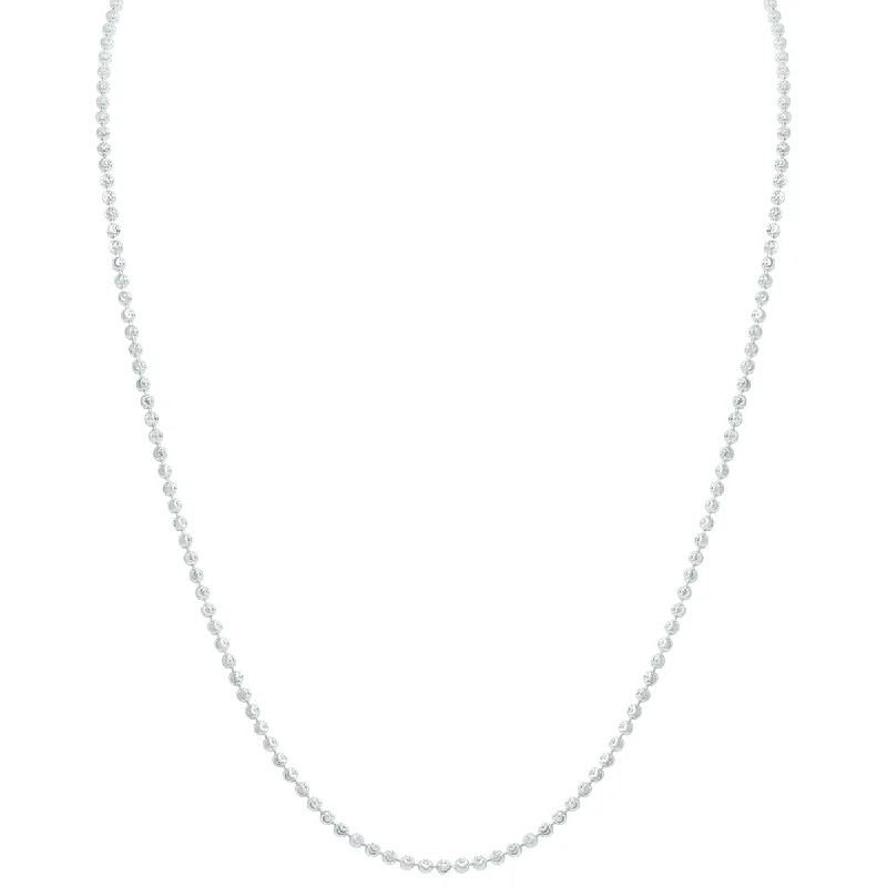 Sapphire drop necklaces-Sterling Silver 2.5Mm Moon-Cut Bead Chain With Lobster Clasp - 18 Inch