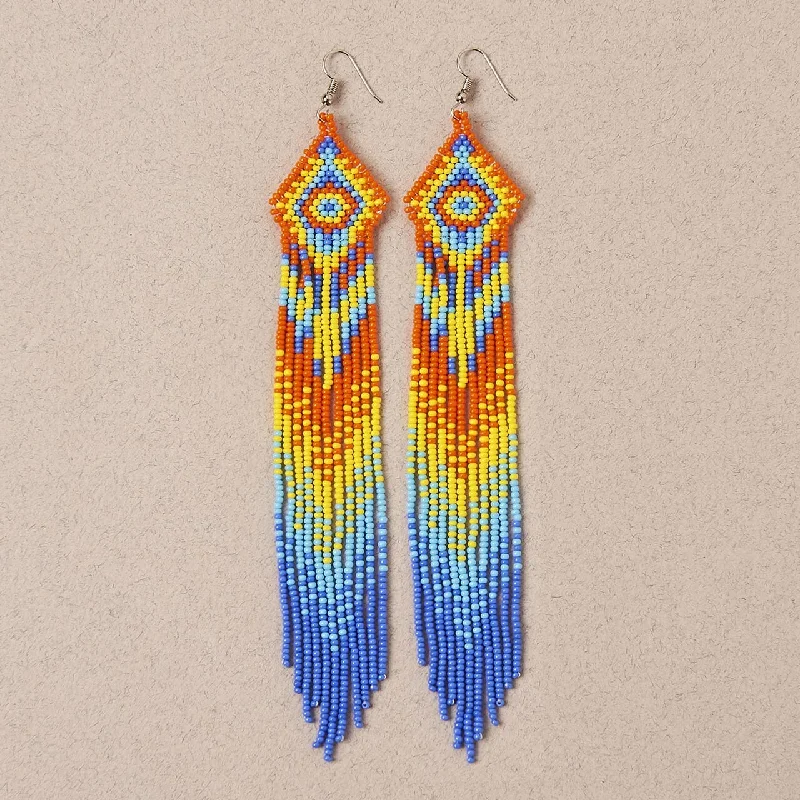 Thin heart earrings-Macaw