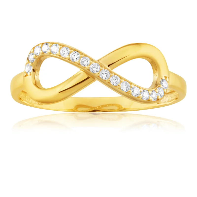 Pure band rings-9ct Yellow Gold Cubic Zirconia Infinity Ring