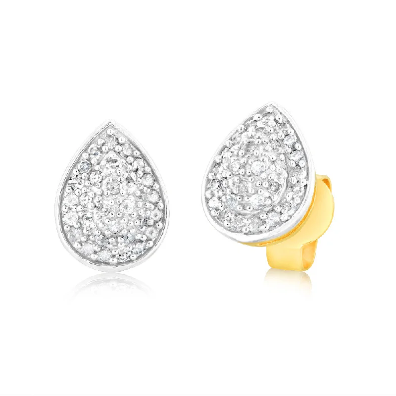 Crow design rings-1/4Carat Pear Shaped Diamond Earring in 9ct Yellow Gold