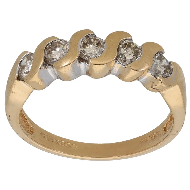 High shine rings-9ct Gold 0.50ct Diamond Half Eternity Ring Size N