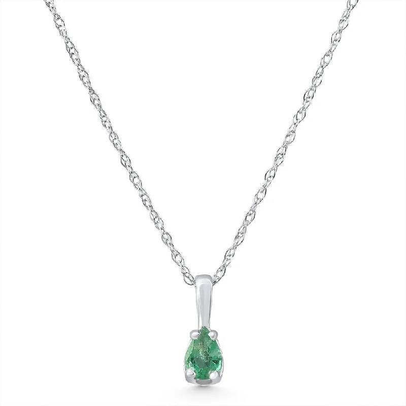 Orbit star necklaces-1/4Ct Peart Shape Emerald Cut Pendant 10k White Gold