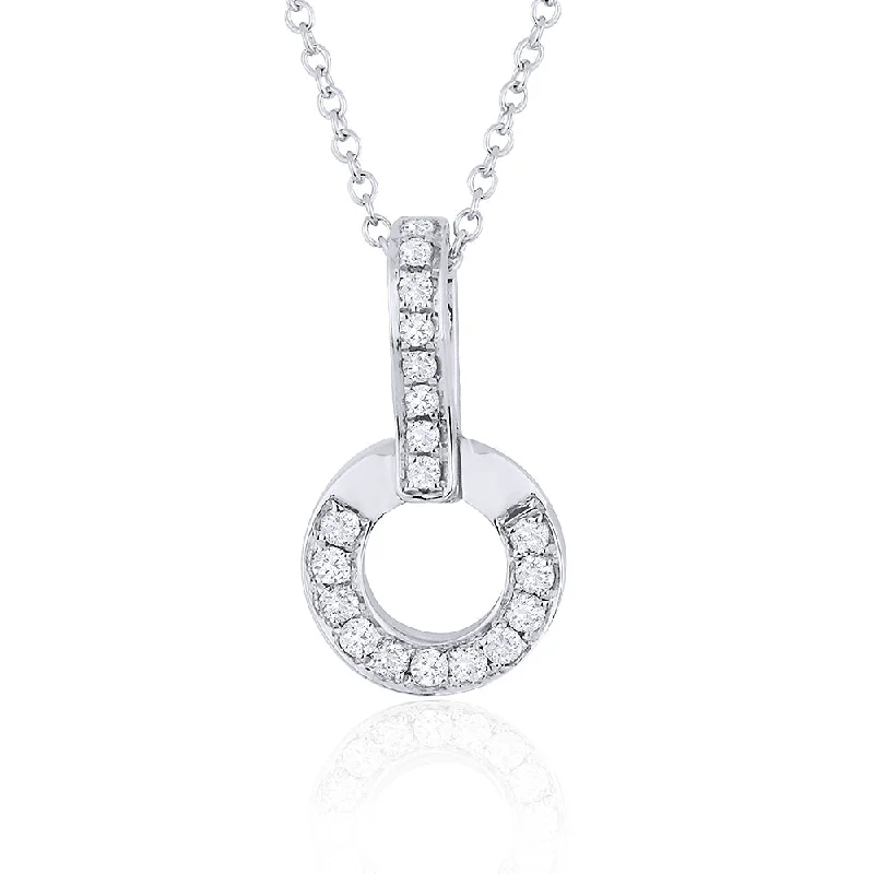 Flat shape necklaces-0.15Ct Diamond 16"pendant Necklace In 18K White Gold