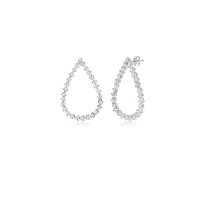 Jade stone earrings-Kaileen CZ Pear Shaped Earrings