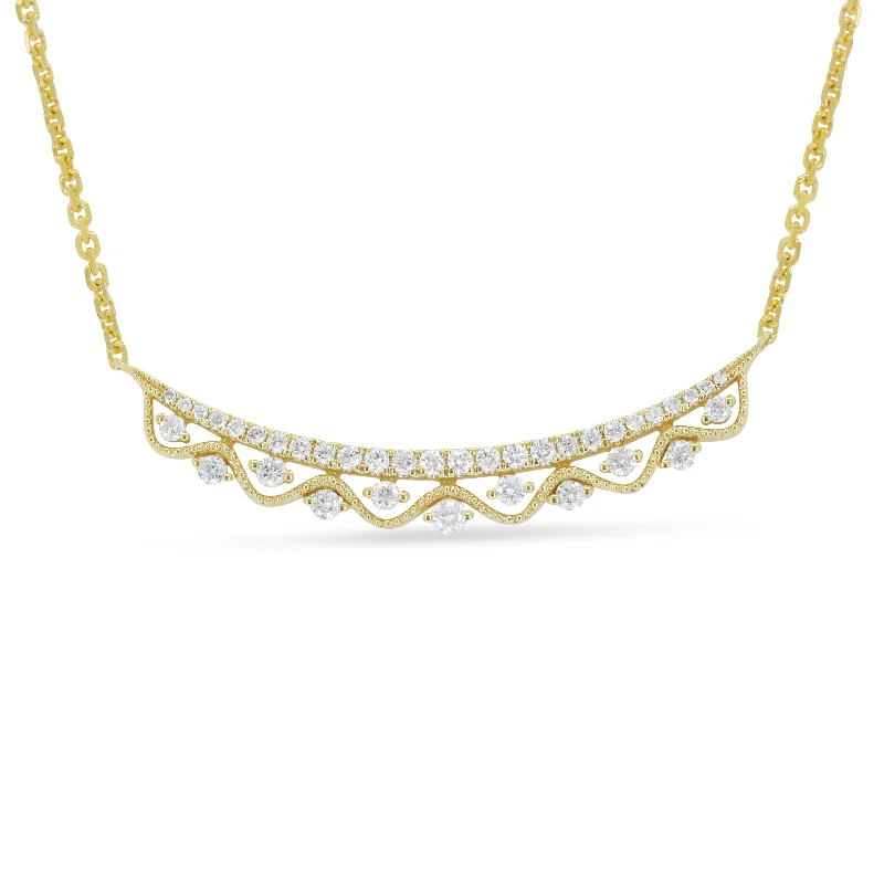 High bar necklaces-0.39Ct Diamond Necklace In 14K Yellow Gold