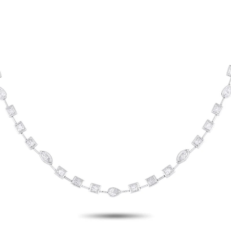 Twist clasp necklaces-LB Exclusive 18K White Gold 8.10ct Diamond Necklace ANK-19777-2