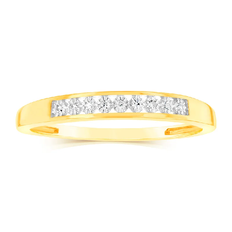 Slim pearl rings-9ct White Gold Eternity Straight Ring with 9 Brilliant Cut Diamonds