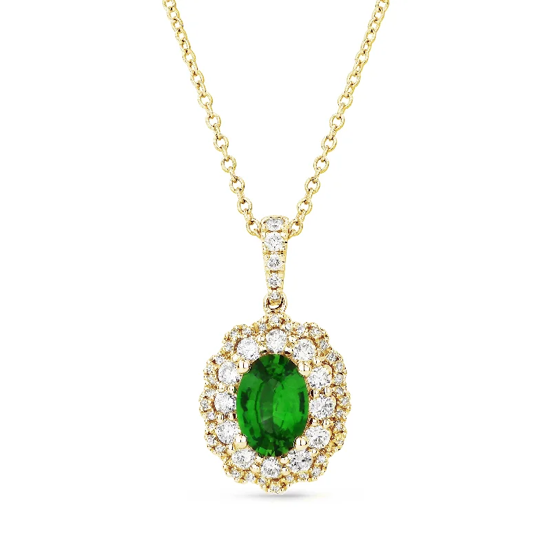 Smooth disc necklaces-0.84Ct Emerald 16"pendant Necklace In 14K Yellow Gold