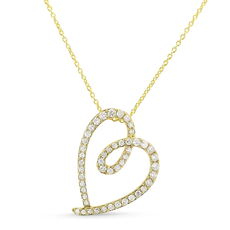 Knotted link necklaces-0.36Ct Diamond 16"pendant Necklace In 14K Yellow Gold