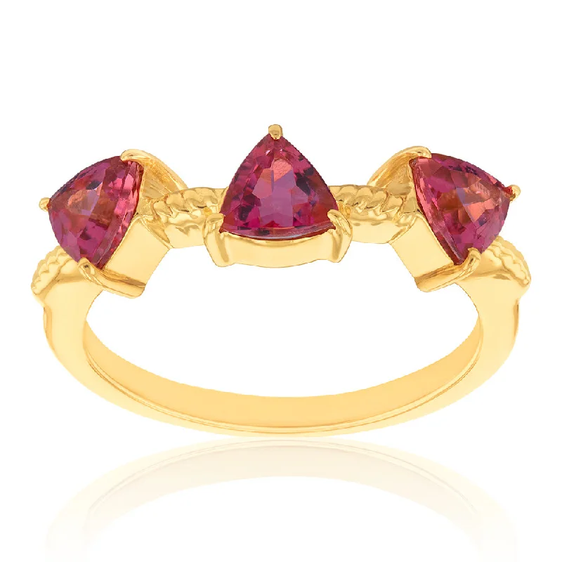 Thick gold rings-14ct Yellow Gold 1.44ct Pink Tourmaline Trillion Cut Ring