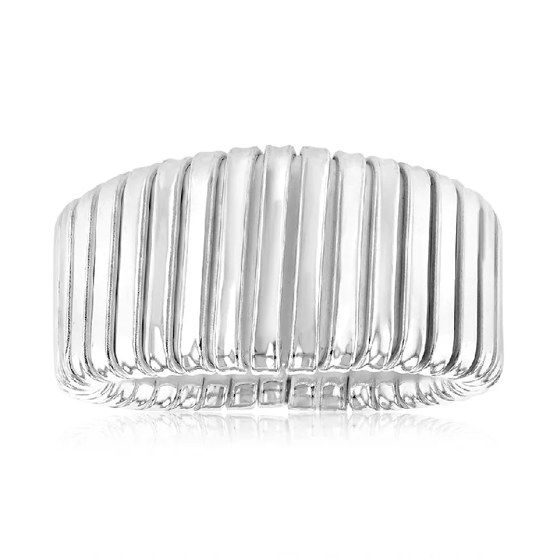 Pure dot rings-Sterling Silver Polished Ribbed Ring