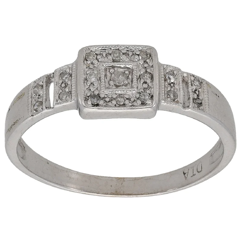 Worn vow rings-9ct White Gold 0.10ct Diamond Dress/Cocktail Ring Size T