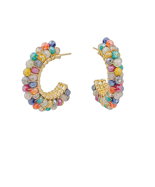 Wide hoop earrings-Classy Glass Beaded Multi Earrings