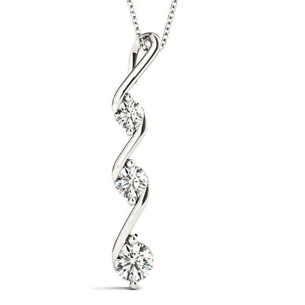 Worn style necklaces-0.50 ctw Graduated Diamond Three Stone Necklace Pendant