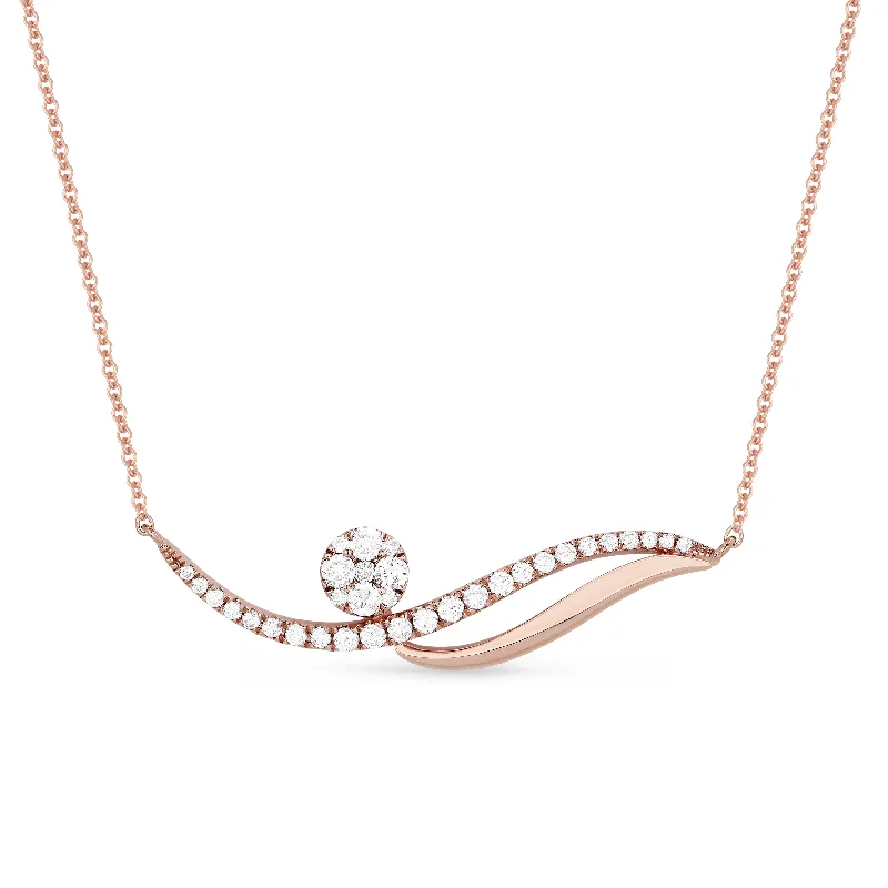 Thin cord necklaces-0.48Ct Diamond 18"necklacein 14K Rose Gold