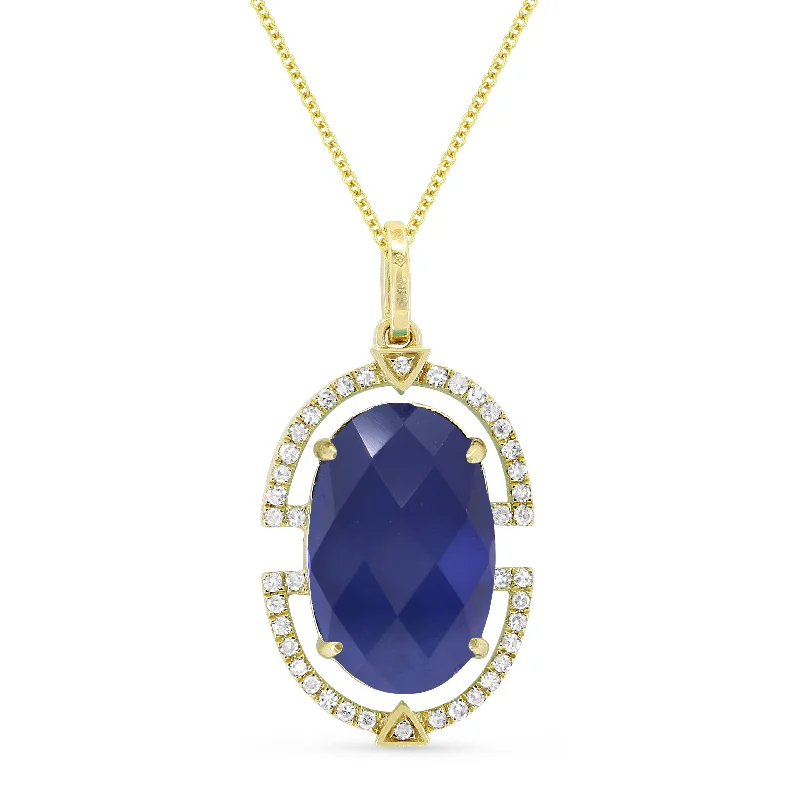 Thin cord necklaces-4.14Ct Created Sapphire 16"pendant Necklace In 14K White Gold