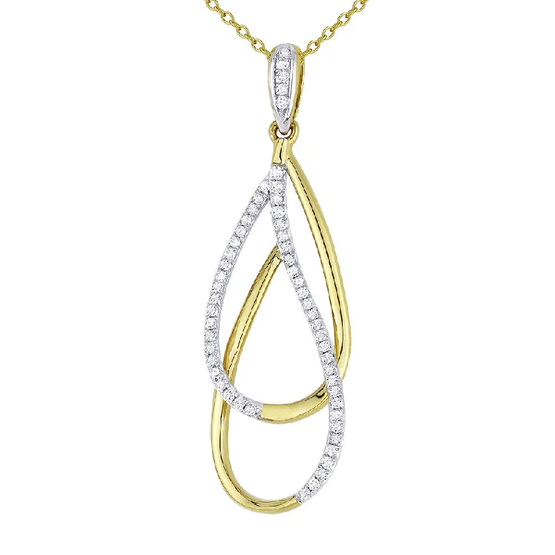 Shiny gold necklaces-0.15Ct Diamond 16"pendant Necklace In 14K Yellow Gold