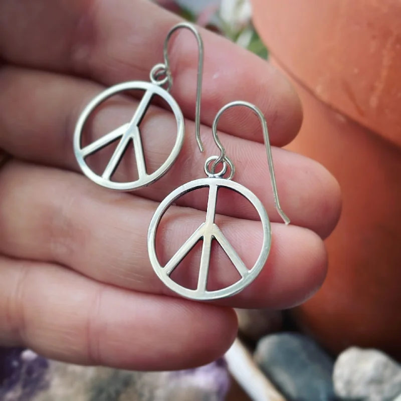 Swirl drop earrings-Sterling Silver Peace Earrings