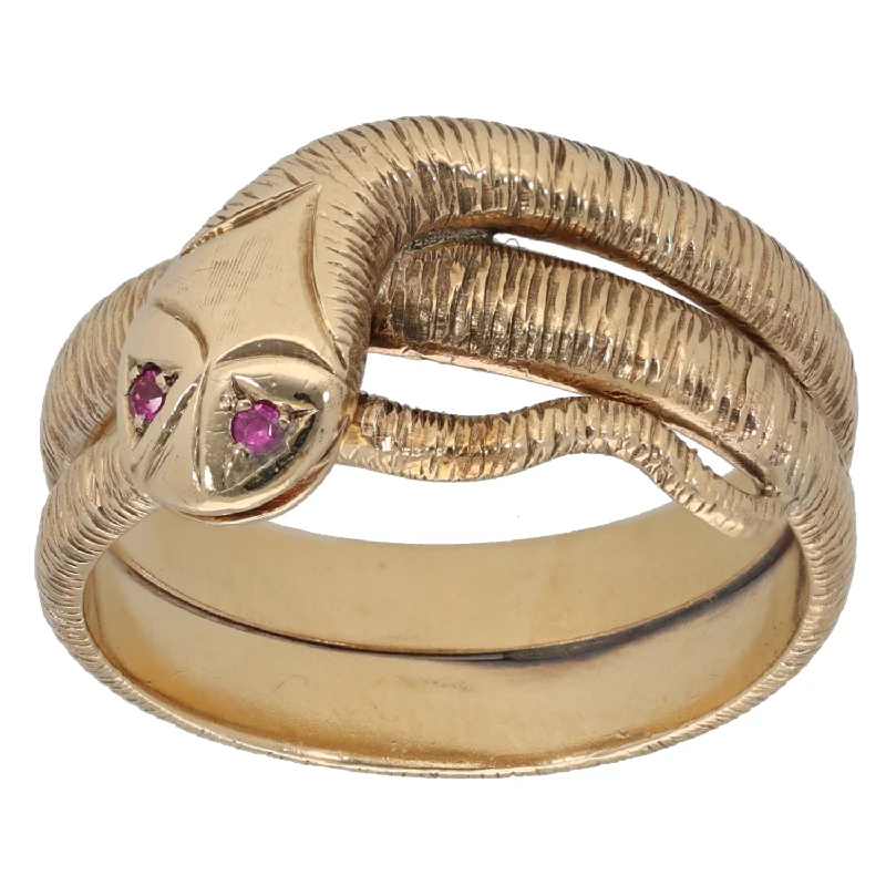 Pure form rings-9ct Gold Imitation Gems Snake Ring Size Y