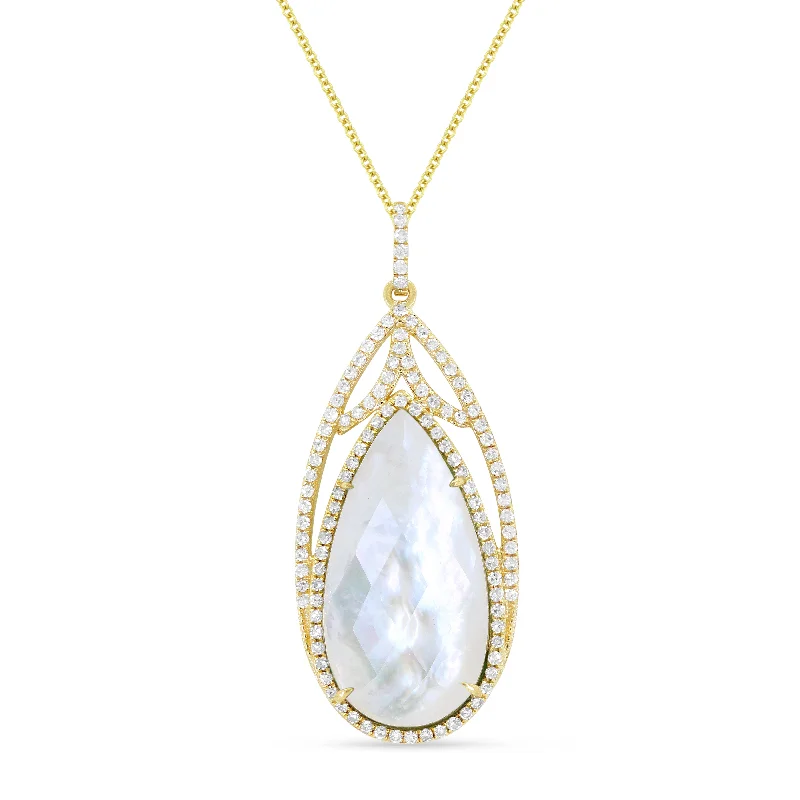 Little gem necklaces-3.70Ct Of Pearl 16"pendant Necklace In 14K Yellow Gold