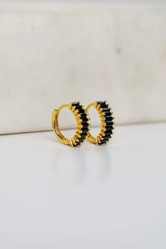 Twig style earrings-London Rhinestone Mini Hoop Earrings