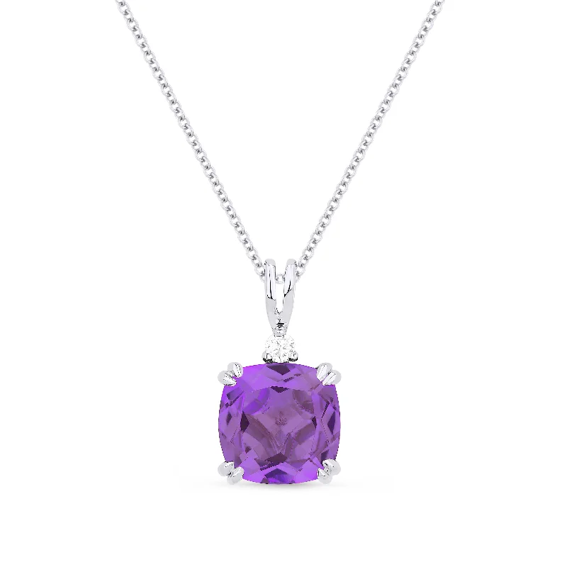 Strong clasp necklaces-Ct Amethyst 16"pendant Necklace In 14K White Gold