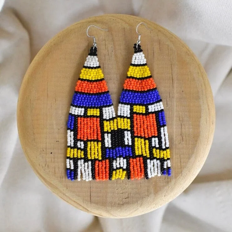 Thin texture earrings-Piet Blocks