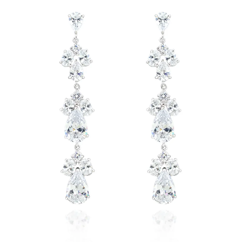 Plaited cord earrings-Multi-Tier Cubic Zirconia Earrings