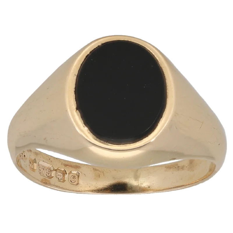 Thin cord rings-9ct Gold Onyx Signet Ring Size N