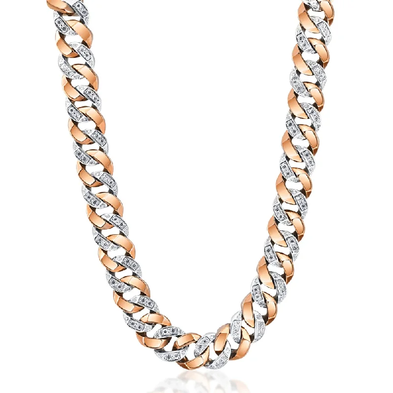 Vivid druzy necklaces-Men's 14k Gold (245gram) or Platinum (460gram) 15mm Diamond Chain Necklace 20"