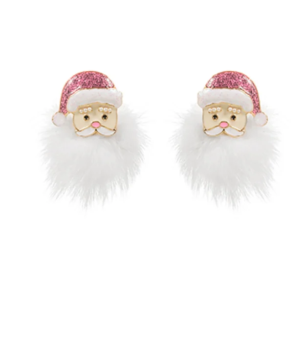 Clean cross earrings-Pink Santa Earrings