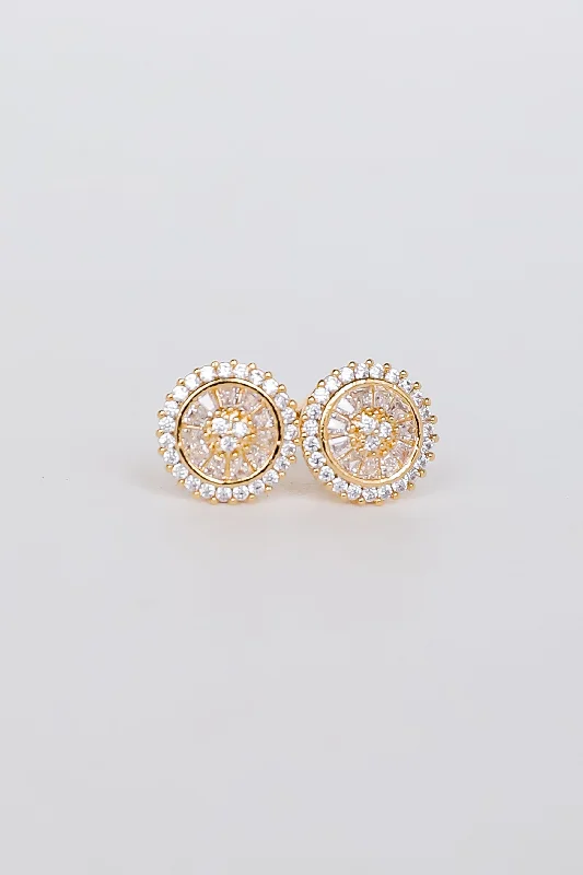 Cool clay earrings-Naomi Gold Rhinestone Stud Earrings