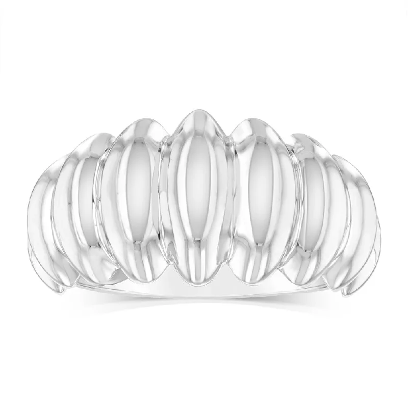 Worn vow rings-Sterling Silver Ribbed Polished Fancy Ring