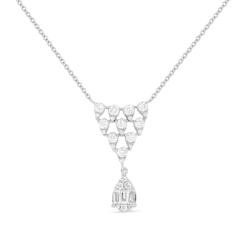 Soft stretch necklaces-0.45Ct Diamond Necklace In 14K White Gold