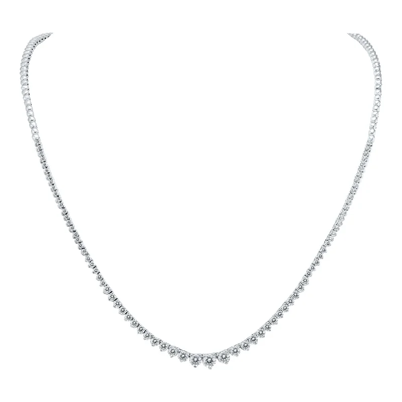 Sloped design necklaces-5 Carat Tw Graduated Diamond Tennis Necklace In 14K White Gold