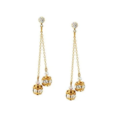 Dull brass earrings-Double Drop Chain Earrings with Filigree Beads