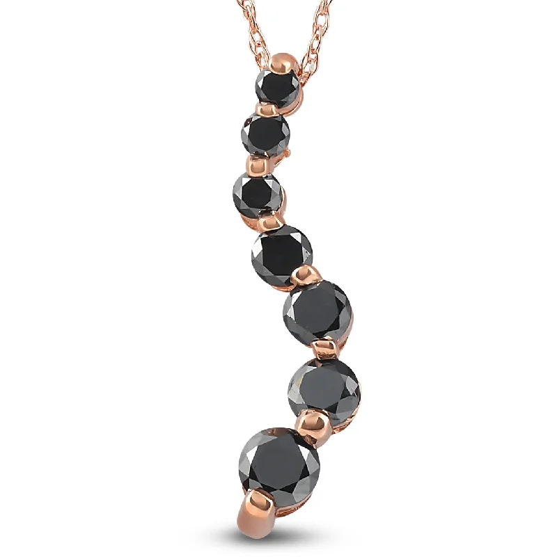 Rope weave necklaces-14K Pink Rose Gold 1/2ct Black Diamond Journey Pendant Necklace