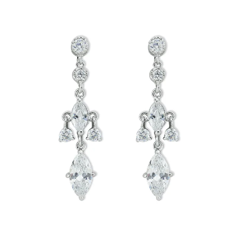 Thick cuff earrings-Elegant Drop Earrings with Marquise Stones