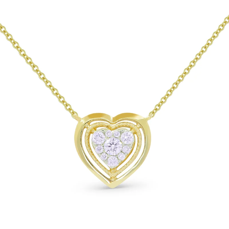 Round pendant necklaces-0.15Ct Diamond Necklace In 14K Yellow Gold