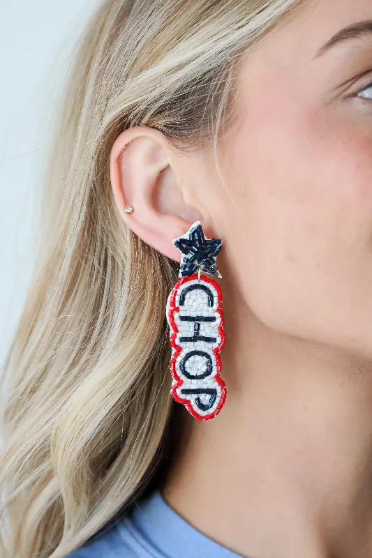 Flat knot earrings-Navy Chop Chop Beaded Drop Earrings