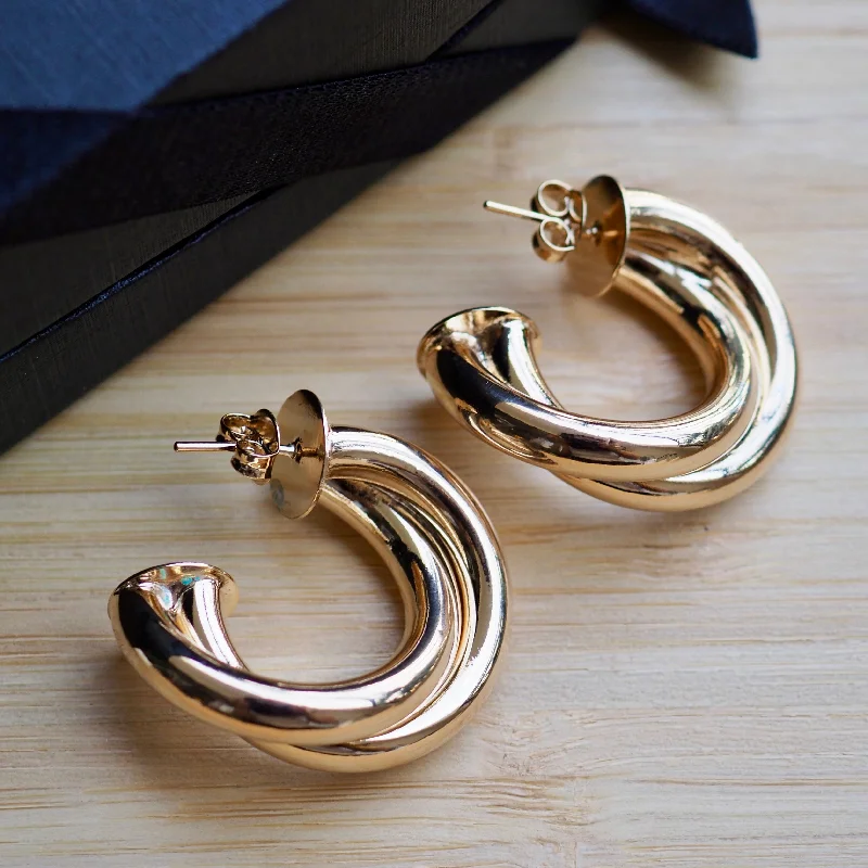 Moon themed earrings-SAMARA WRAP TUBE HOOPS Earrings