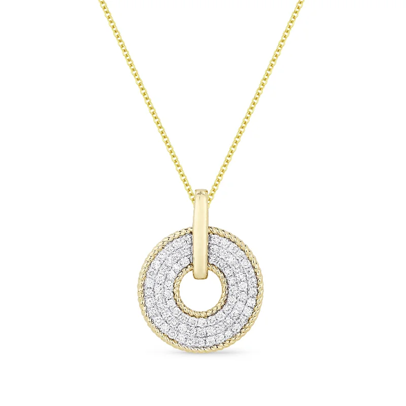 Lanka style necklaces-0.81Ct Diamond 16"pendant Necklace In 14K Yellow Gold