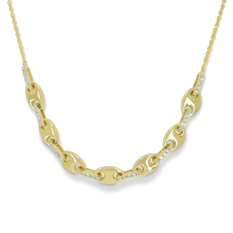 Joy charm necklaces-0.28Ct Diamond 18"necklacein 14K White And Yellow Gold