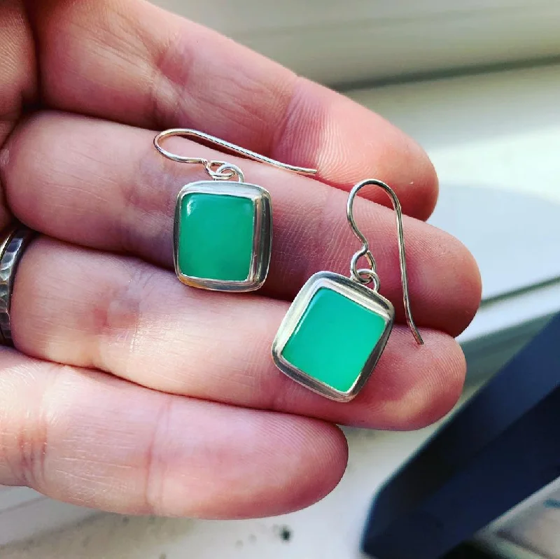 Thick ring earrings-Chrysoprase and Sterling Silver Earrings