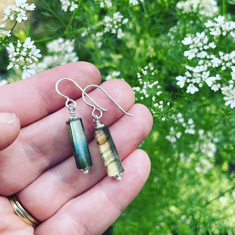 Half crescent earrings-Labradorite and Sterling Silver