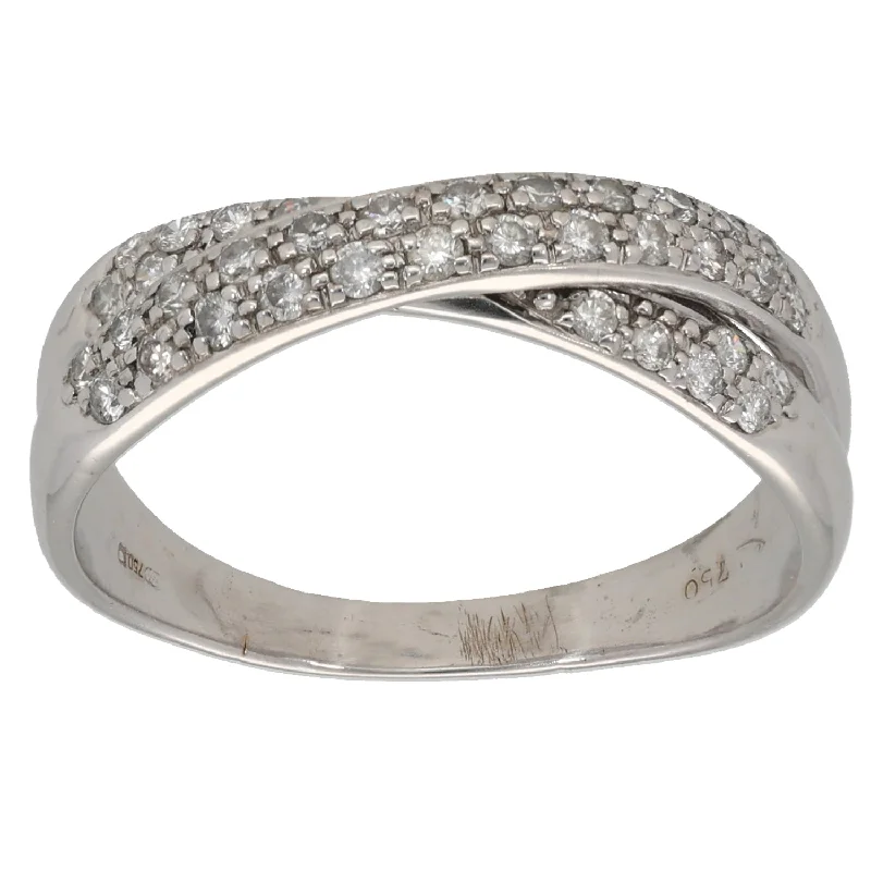 Tide theme rings-18ct White Gold 0.36ct Diamond Dress/Cocktail Ring Size T