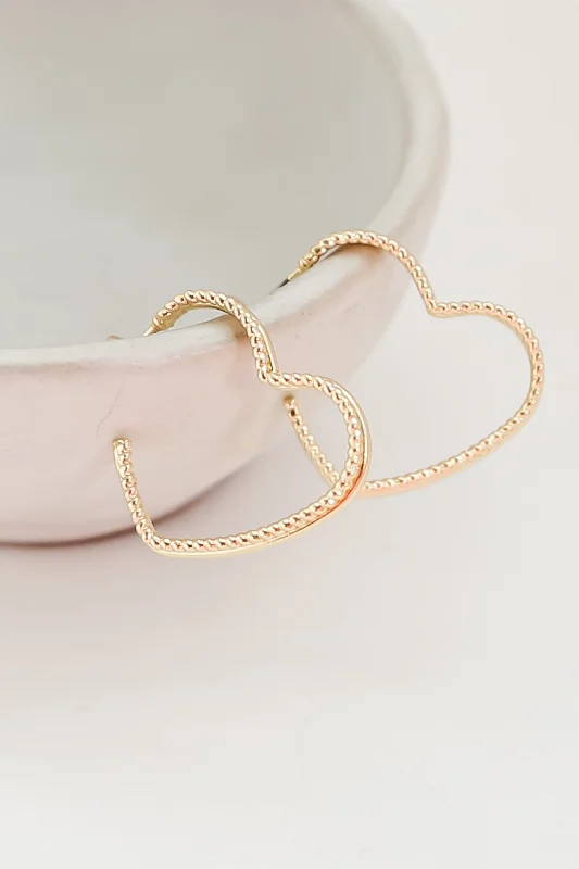 Smooth disc earrings-Gemma Gold Heart Hoop Earrings